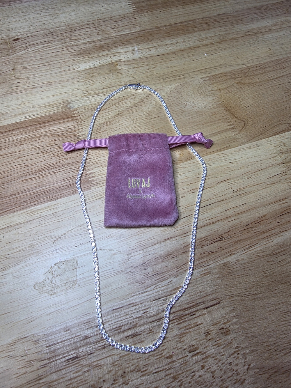 Luv AJ X Alyssa Lynch The Prong Tennis Necklace Silver New